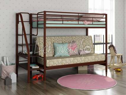 Кровать двухъярусная Мадлен 3 с диваном (ткань Пифагор)