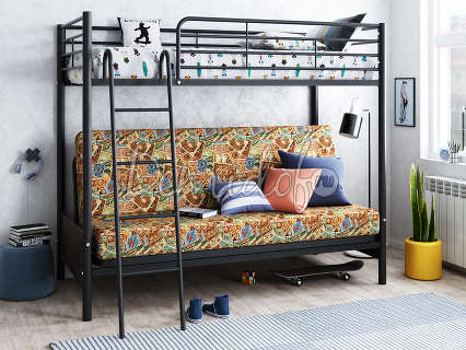 Кровать двухъярусная Мадлен 2 с диваном (ткань Марки)