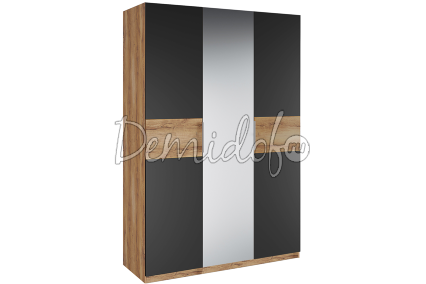 Шкаф Рамона черный трехдверный с зеркалом