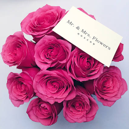 Композиция в шляпной коробке " Midi"розовая 16х18см 17роз - фото 4