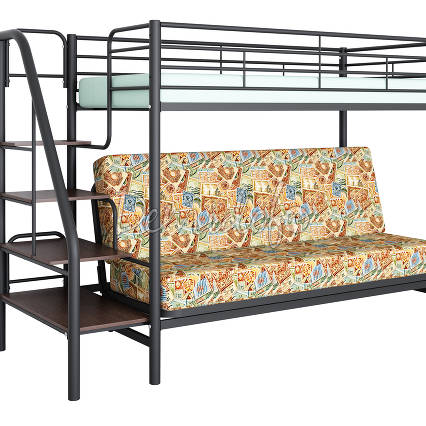 Кровать двухъярусная Мадлен 3 с диваном (ткань марки) - фото 2