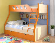 Двухъярусная кровать Дельта - 20.02 ДД каркас дуб+ оранжевый