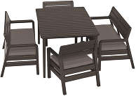 Комплект мебели Делано со столом Лима 160 (Delano set with Lima table 160) коричневый